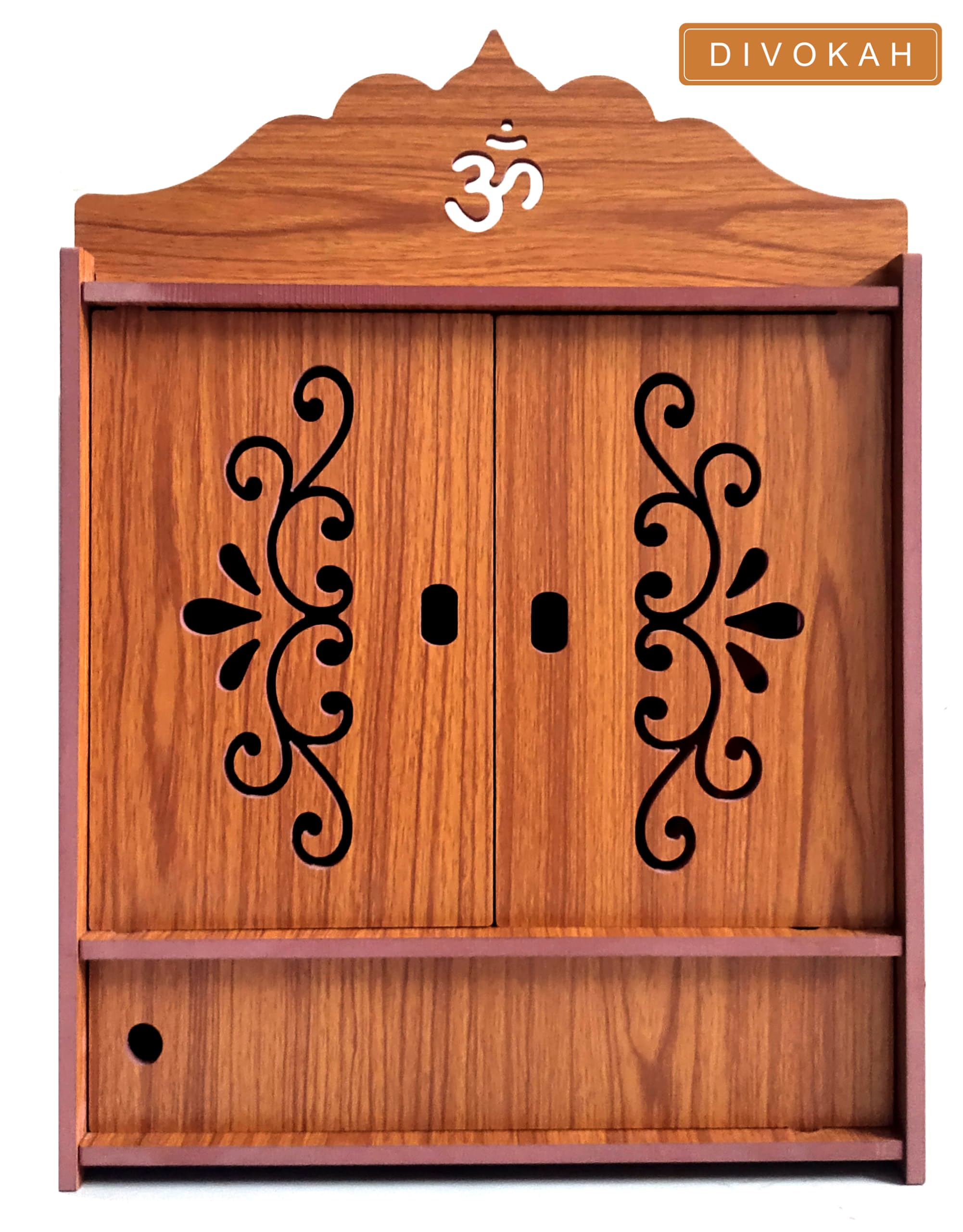 DIVOKAH Beautiful Wooden Pooja Mandir for Home/Temple for Home and Office/Puja Mandir/Puja Stand/Pooja Mandapam (8 Mm Plywood Thickness) (2DOR WDN Lotus) – view 4