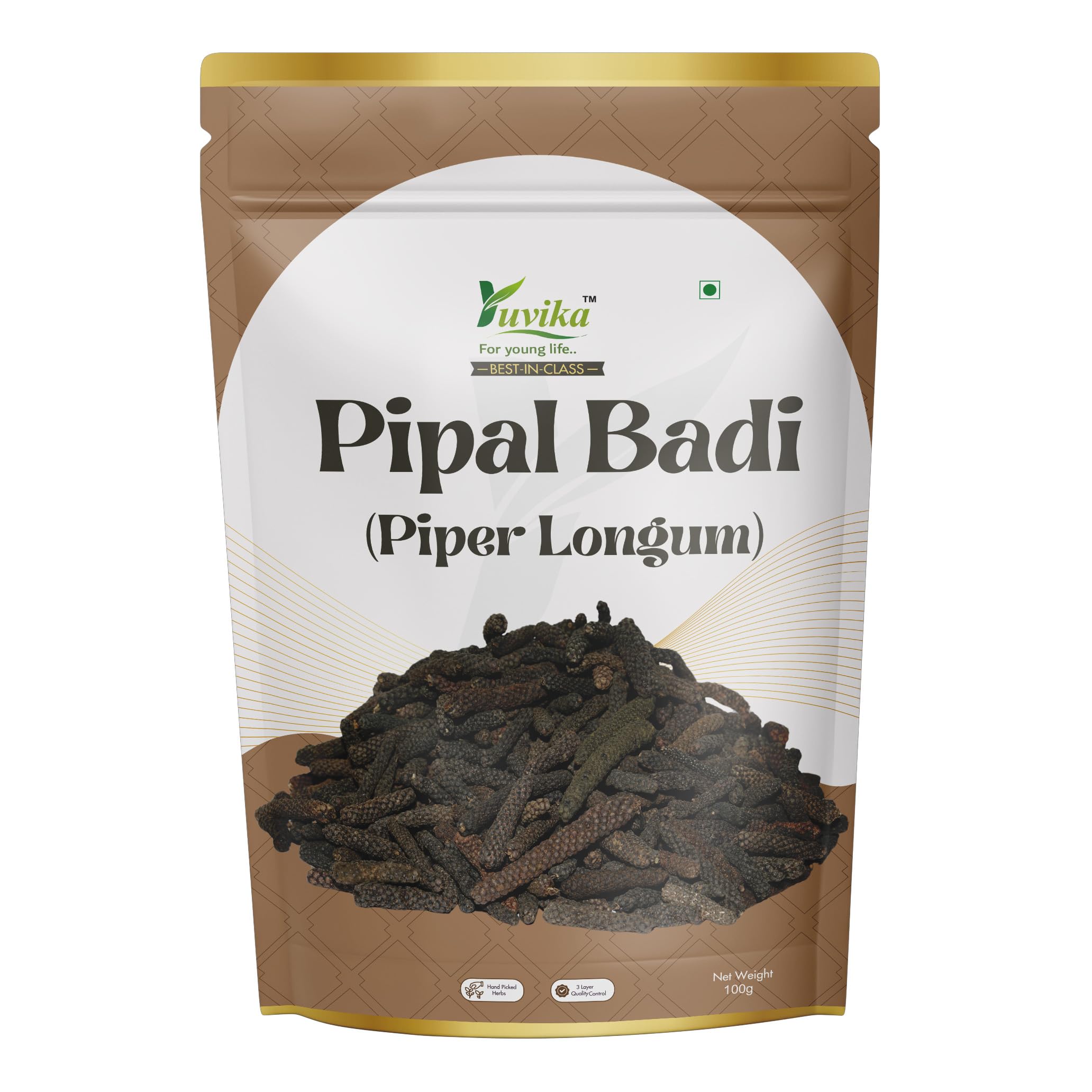 Yuvika Pipali whole Piper Longum bag in 100 gram size