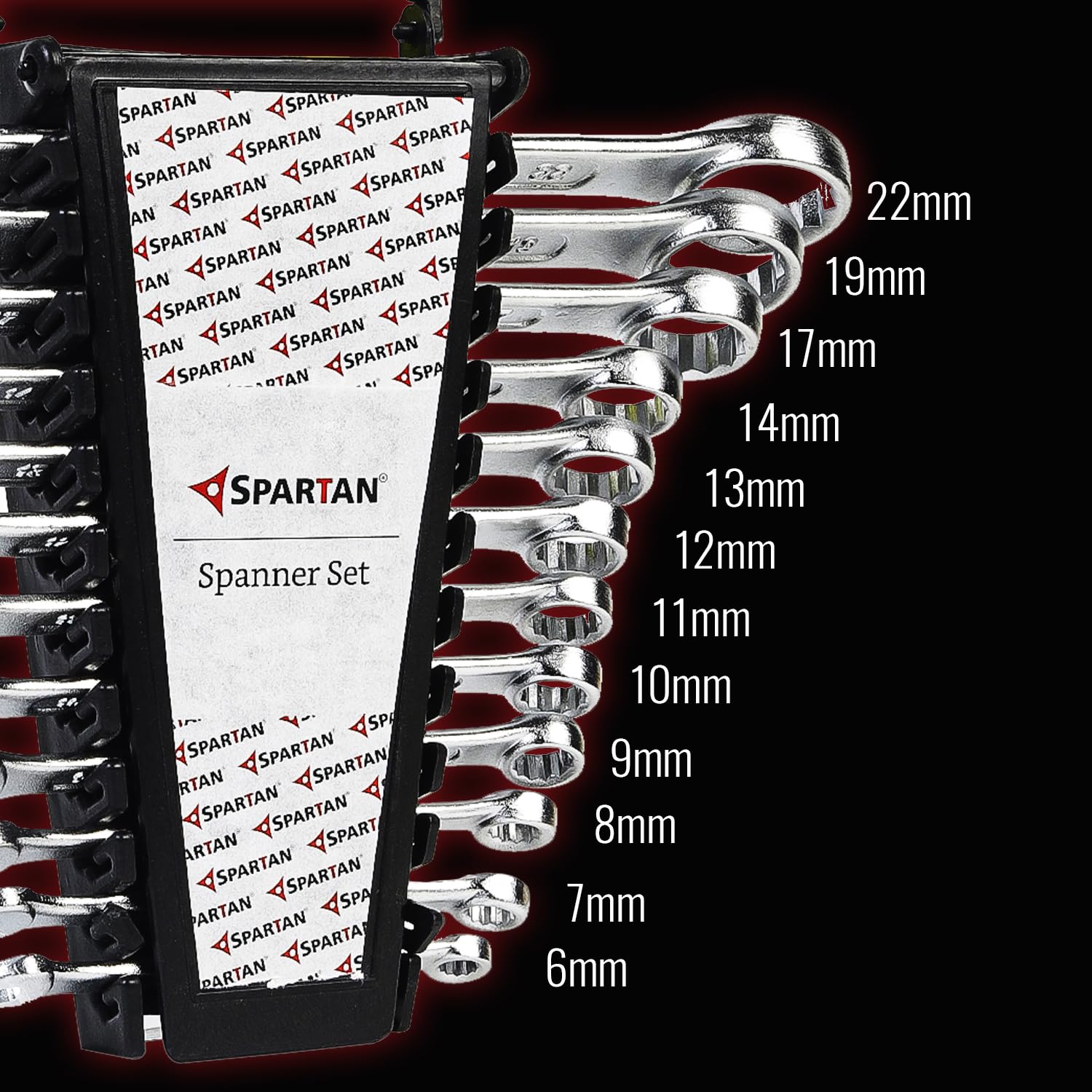 SPARTAN Carbon Steel Combination Spanner Set/Wrench Set/Tool Kit Multipurpose Home Use and Professional Spanners, Corrosion Resistant Chrome Plating Open Jaw and Ring Spanners (Silver, Set of 12) – view 6