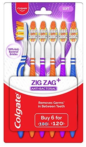 Colgate Batman Anticavity Toothpaste For Kids - 80g (Bubble Fruit Flavour) & Colgate ZigZag Manual Toothbrush for adults, Pack of 6 Medium Multicolour Soft Tooth brush – view 5
