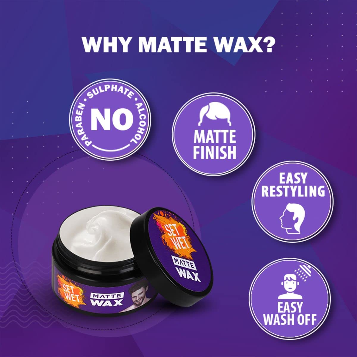 Set Wet Hair Wax For Men - Matte Wax, 60g – view 3