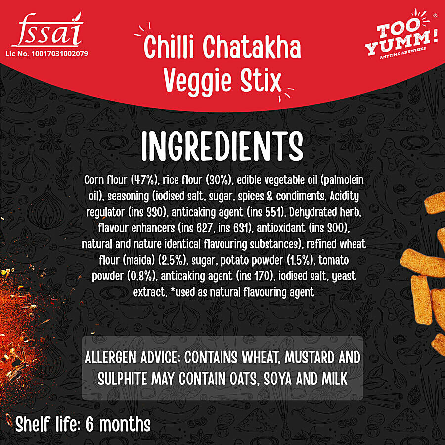 Too Yumm! Chili Chataka Flavour Veggie Stix Namkeen 75 g – view 3