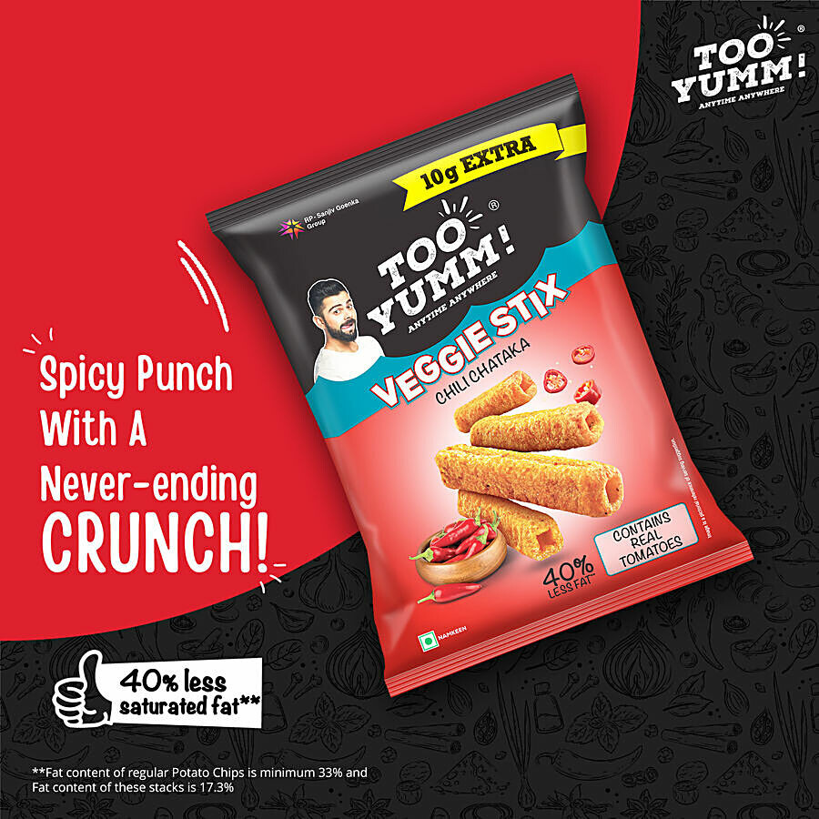 Too Yumm! Chili Chataka Flavour Veggie Stix Namkeen 75 g – view 5