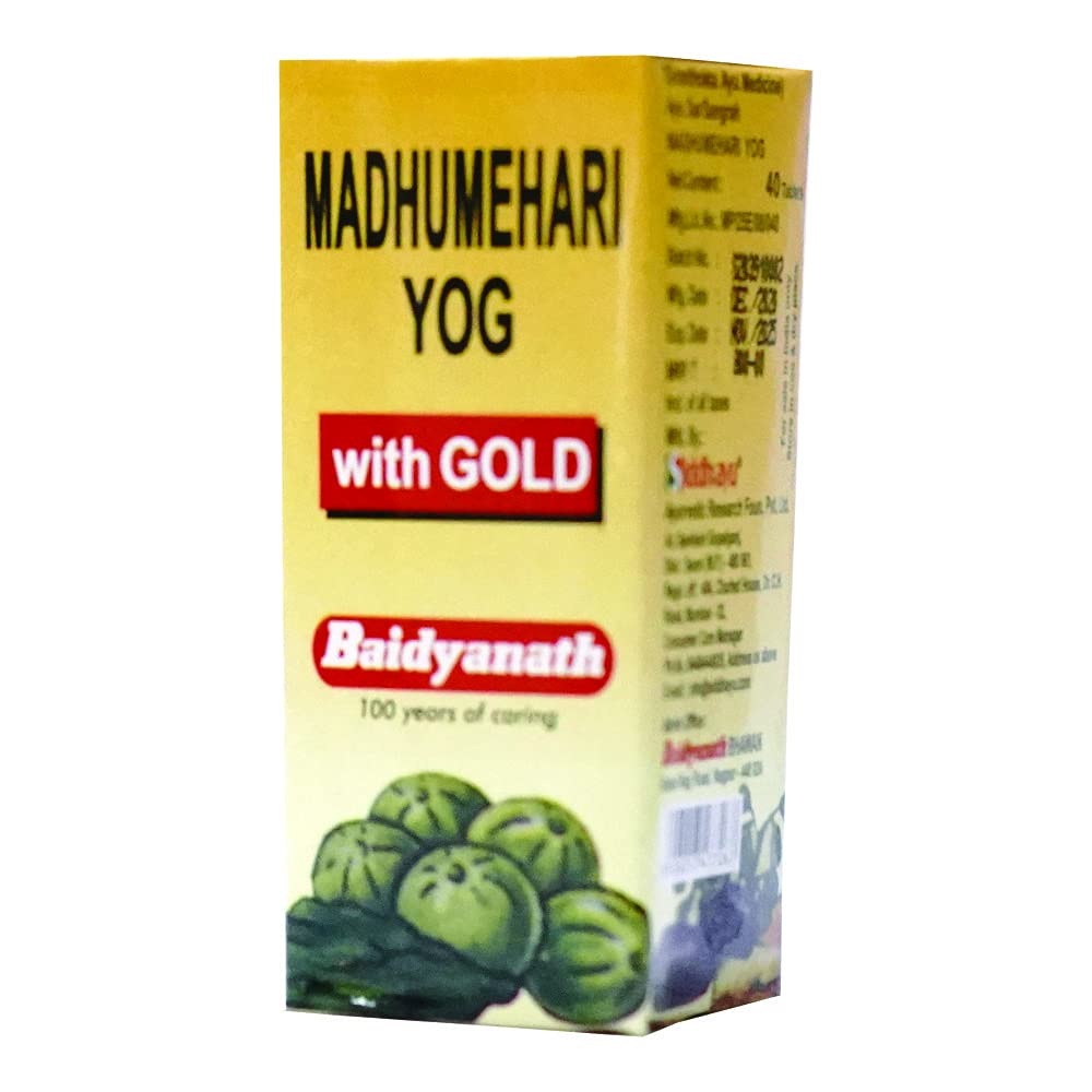 Baidyanath Ayurvedic Madhumehari Yog With Gold tablets bottle