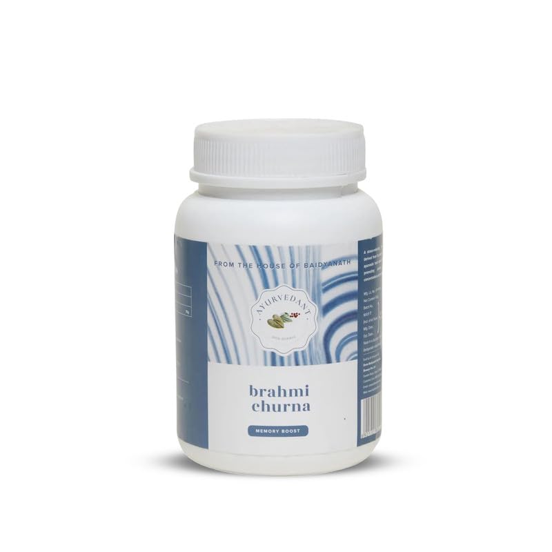 Front view of Ayurvedant Brahmi Churan 100 g powder bag