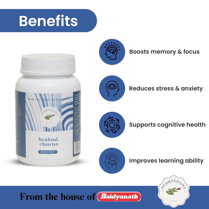 Baidyanath Ayurvedant Brahmi Churan (100 GM) - Brain Supplement for Improved Cognition, Mood Enhancement, and Restlessness Relief – view 3