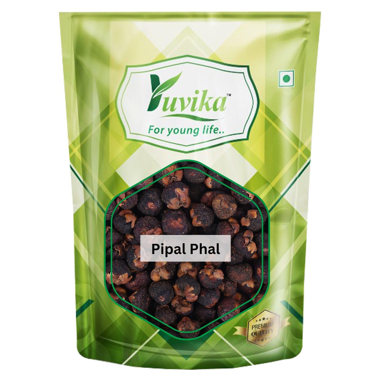 Pack of Yuvika Pipal Phal crude herb in 100 g bag