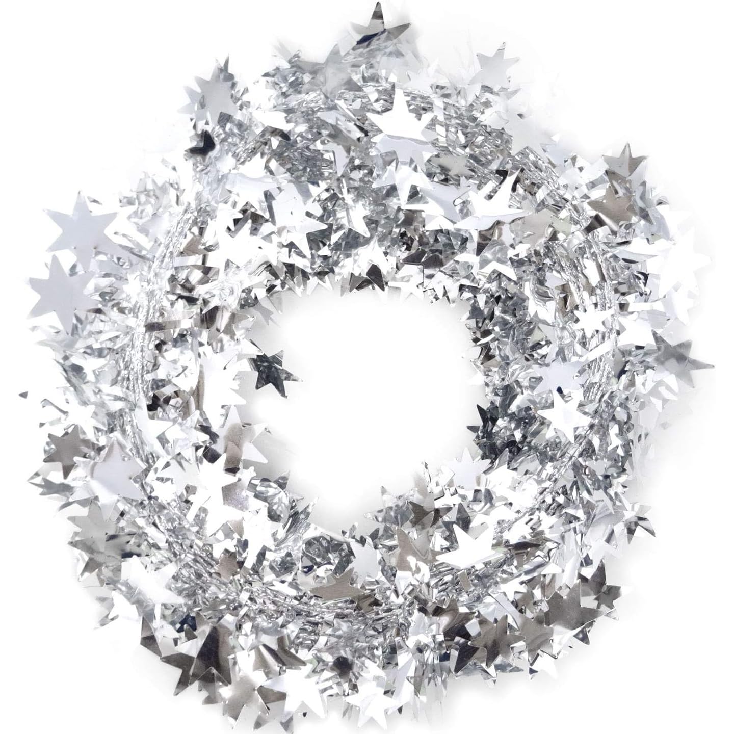 32 foot silver sparkly star garland for tree and wall