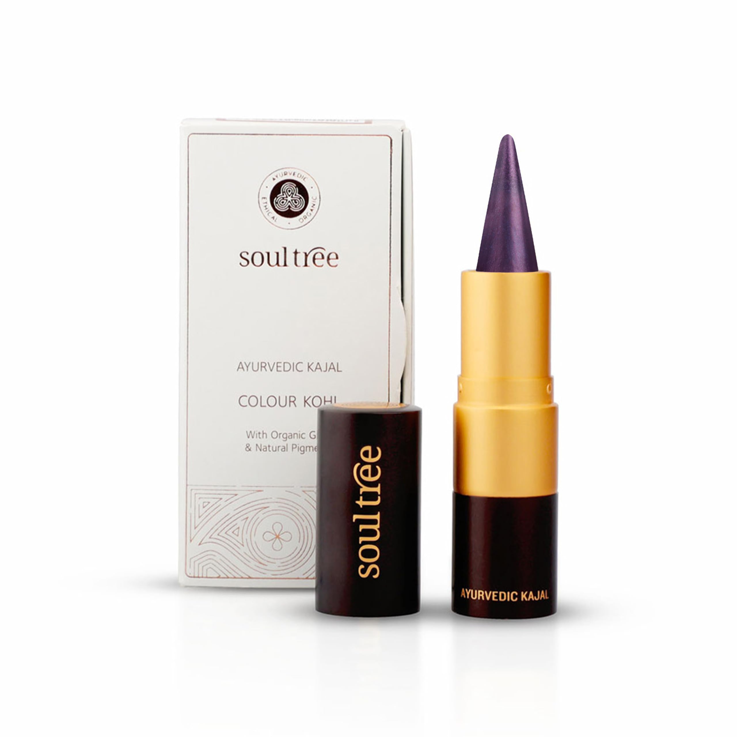 SoulTree purple kajal stick and box in Violet Bainganee 012