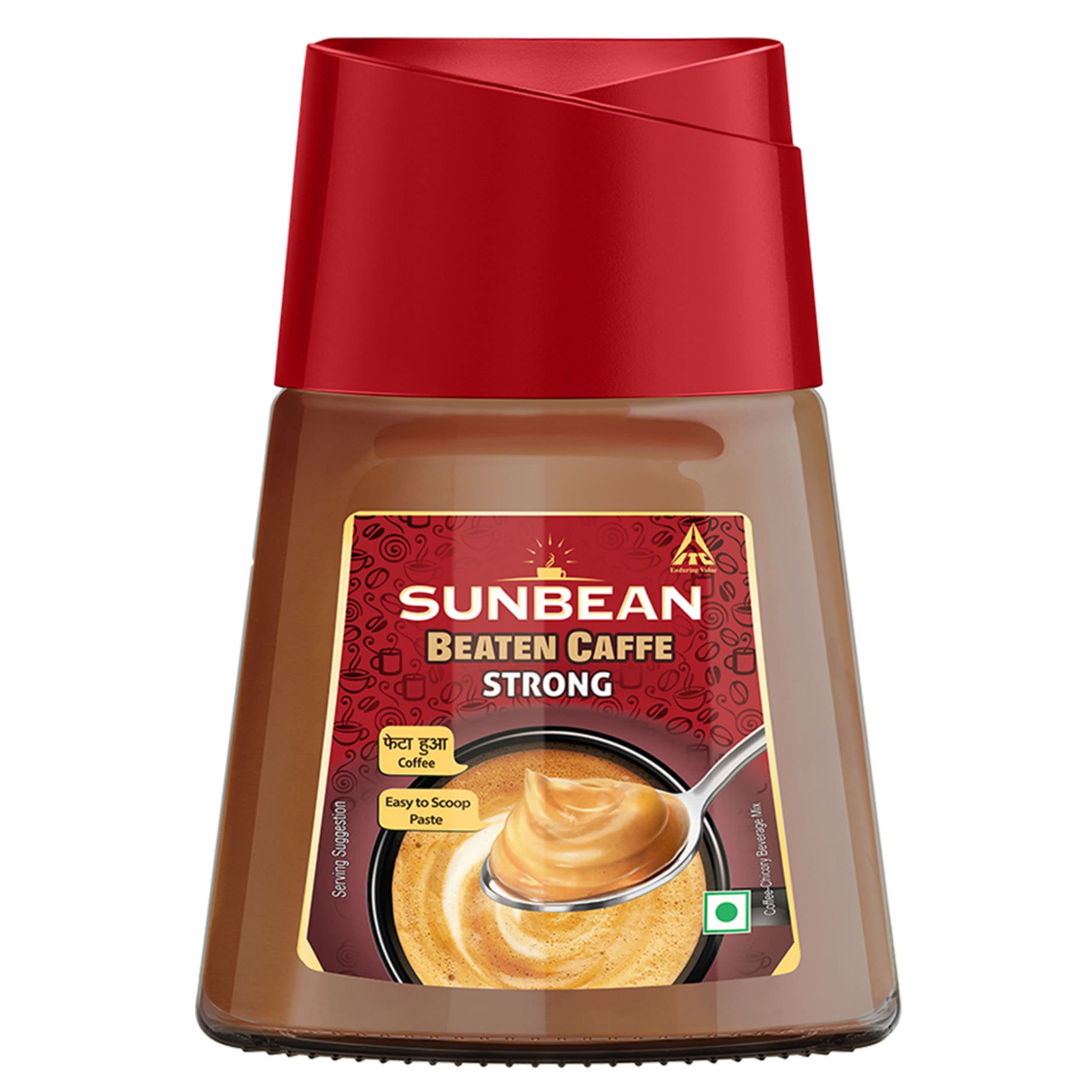 Jar of Sunbean strong beaten coffee paste for frothy coffee