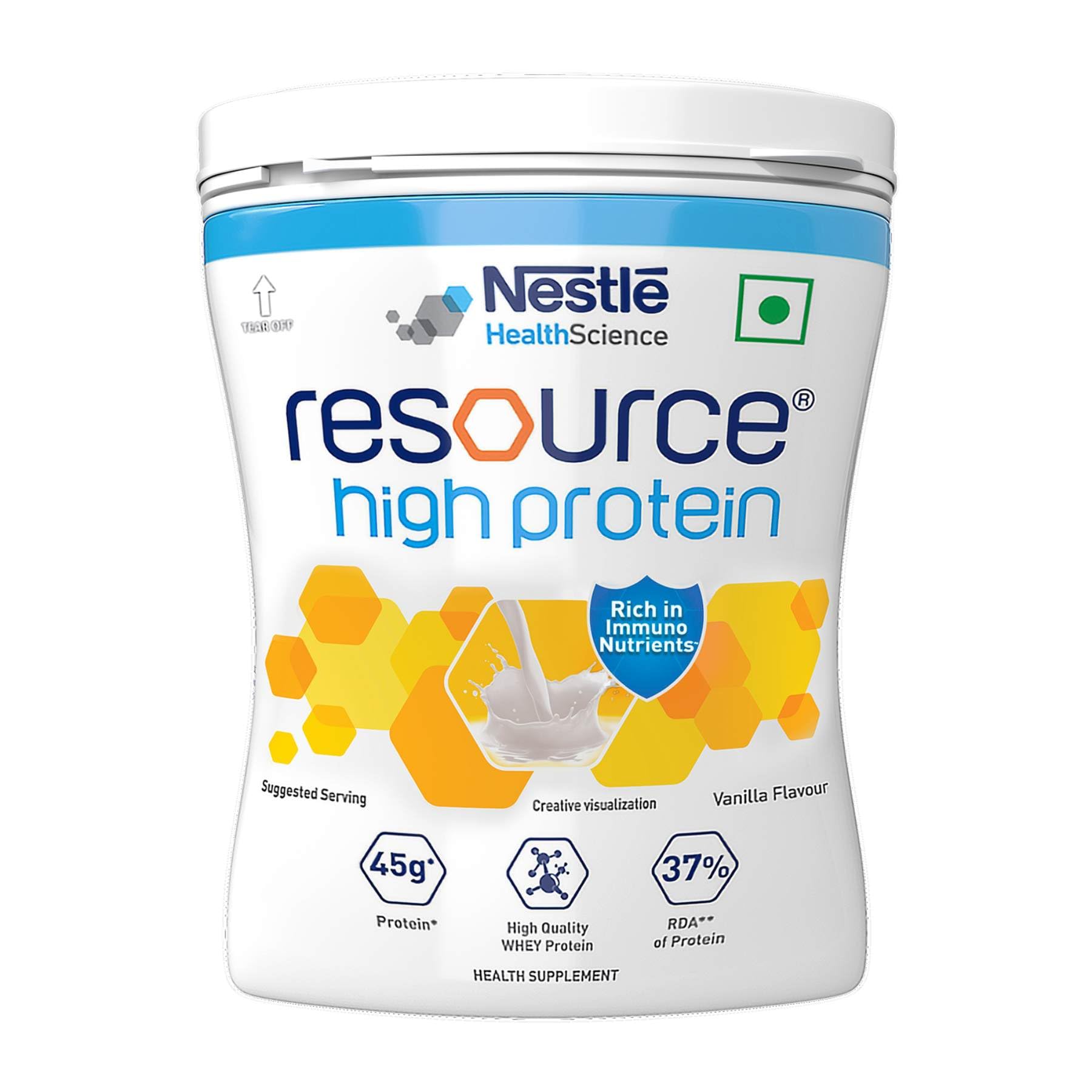 Nestle Resource High Protein - Vanilla Flavour, Contains Whey Protein, 42g Protein per 100g, Now Rich in ImmunoNutrients, Strengthens Muscles & Immune System - 400g Pet Jar Pack – view 3