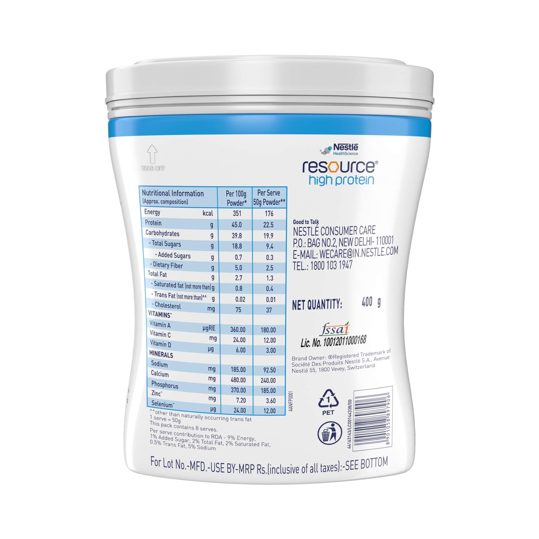 Nestle Resource High Protein - Vanilla Flavour, Contains Whey Protein, 42g Protein per 100g, Now Rich in ImmunoNutrients, Strengthens Muscles & Immune System - 400g Pet Jar Pack – view 4