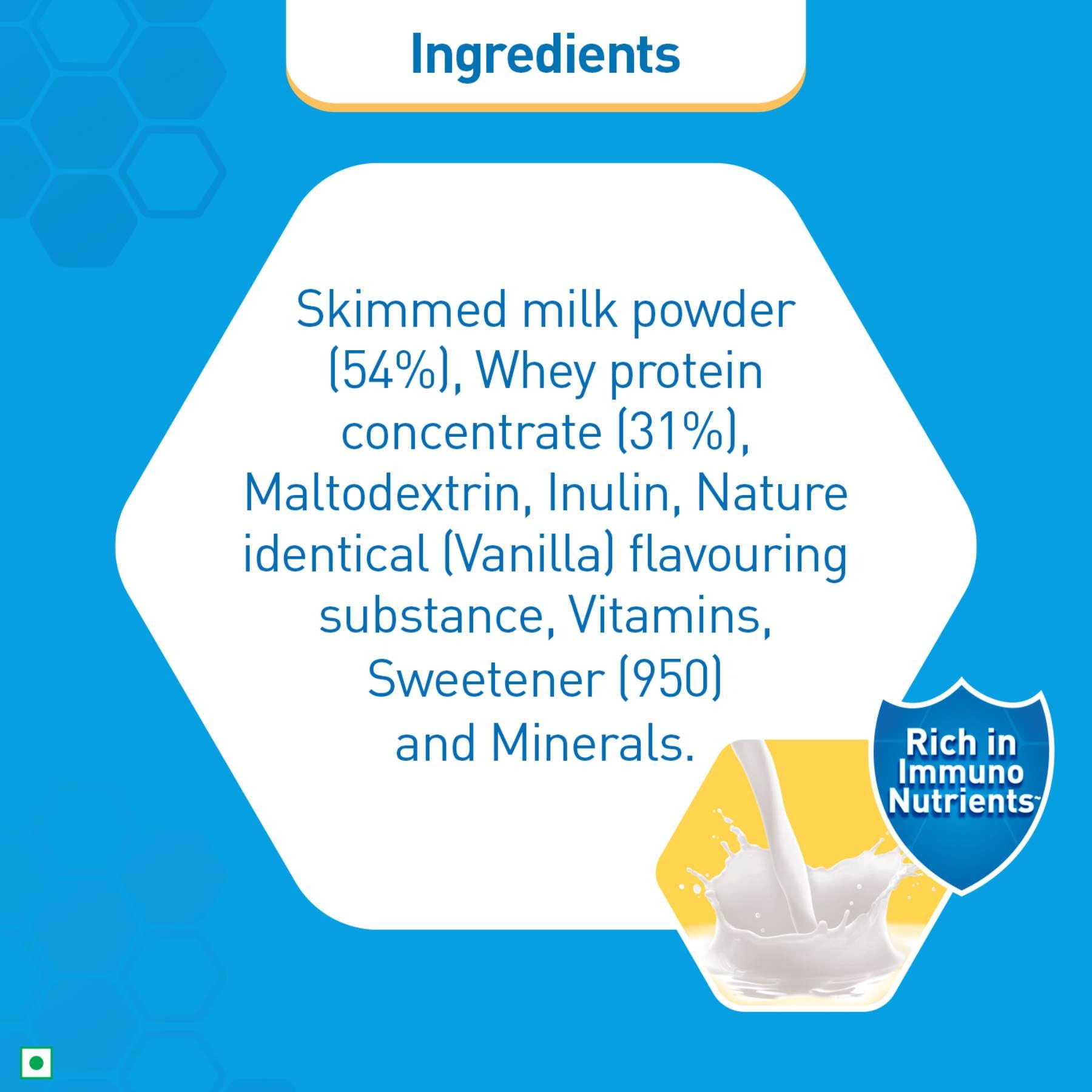 Nestle Resource High Protein - Vanilla Flavour, Contains Whey Protein, 42g Protein per 100g, Now Rich in ImmunoNutrients, Strengthens Muscles & Immune System - 400g Pet Jar Pack – view 5