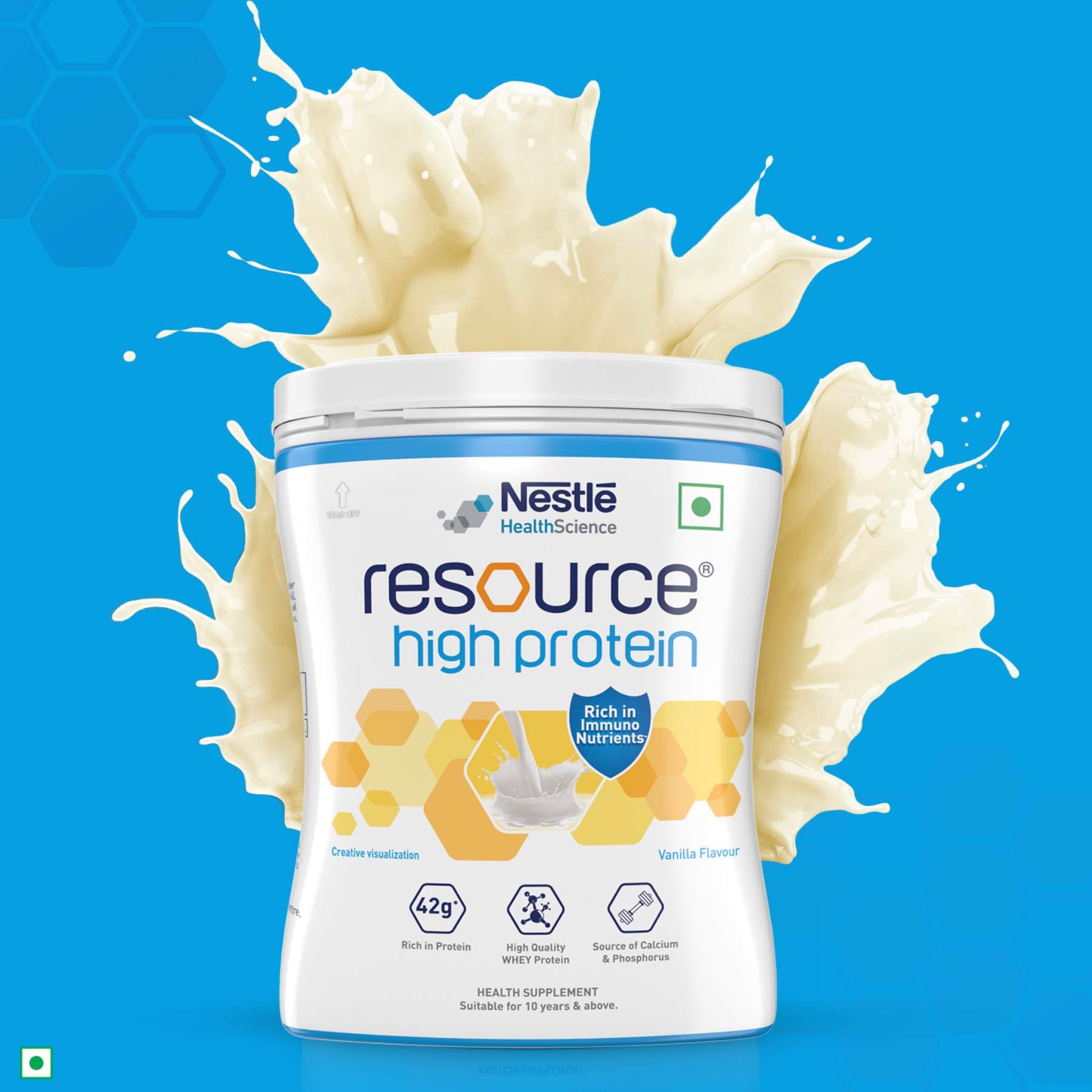Nestle Resource High Protein - Vanilla Flavour, Contains Whey Protein, 42g Protein per 100g, Now Rich in ImmunoNutrients, Strengthens Muscles & Immune System - 400g Pet Jar Pack – view 7
