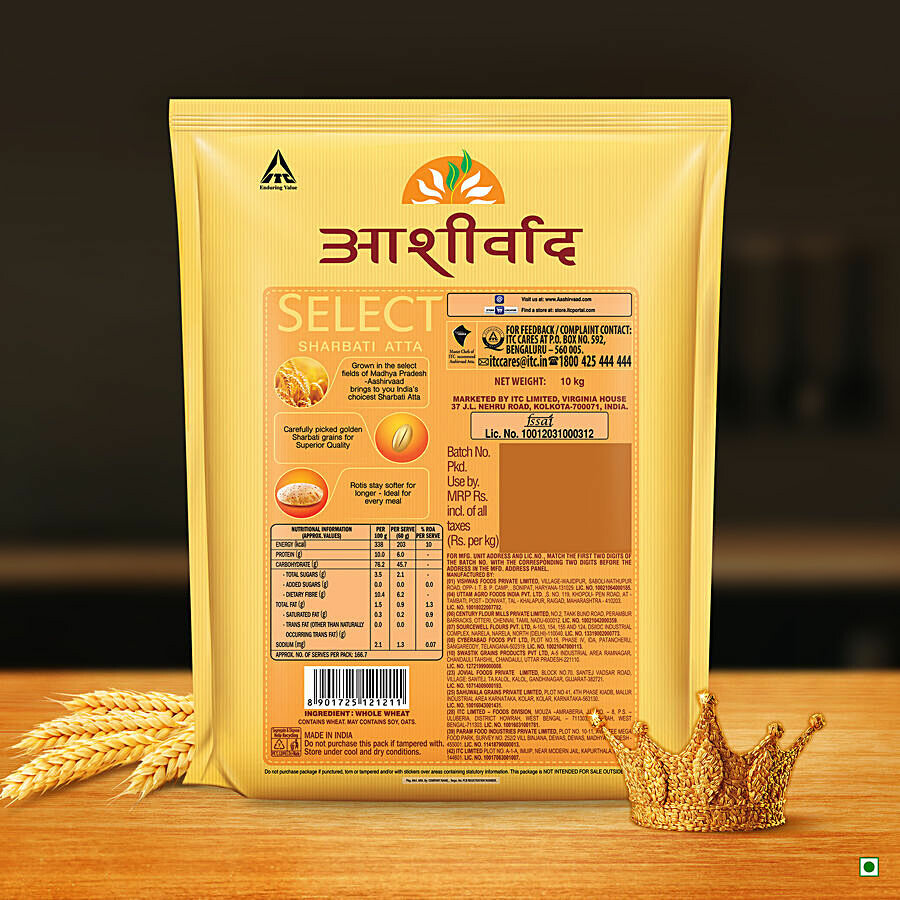 Aashirvaad Select Sharbati Atta - Rich In Nutrients, For Soft & Fluffy Roti 10 kg – view 2
