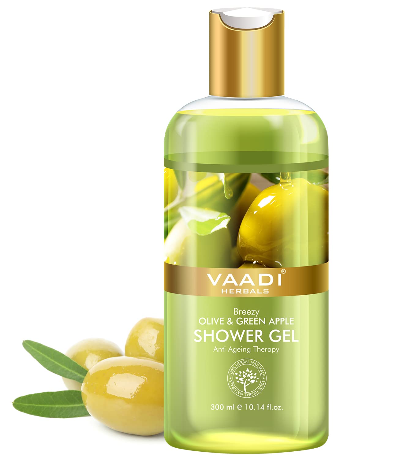 Vaadi Herbals Shower Gel, Breezy Olive and Green Apple, 300ml – view 2