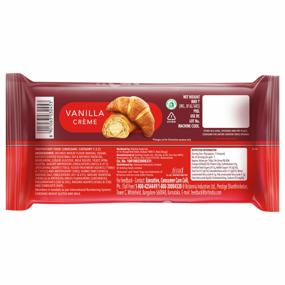 Britannia Treat Vanilla Creme Croissant Cream Roll 45 G – view 3