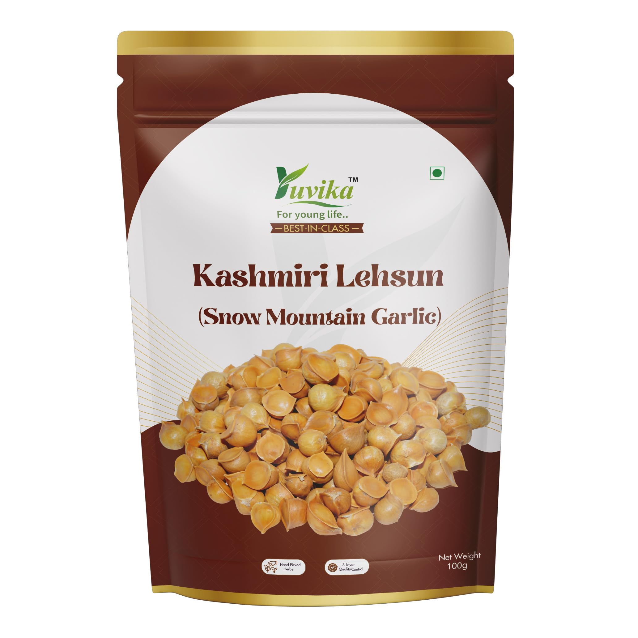 Whole Kashmiri lehsun snow mountain garlic in 100 gram pack