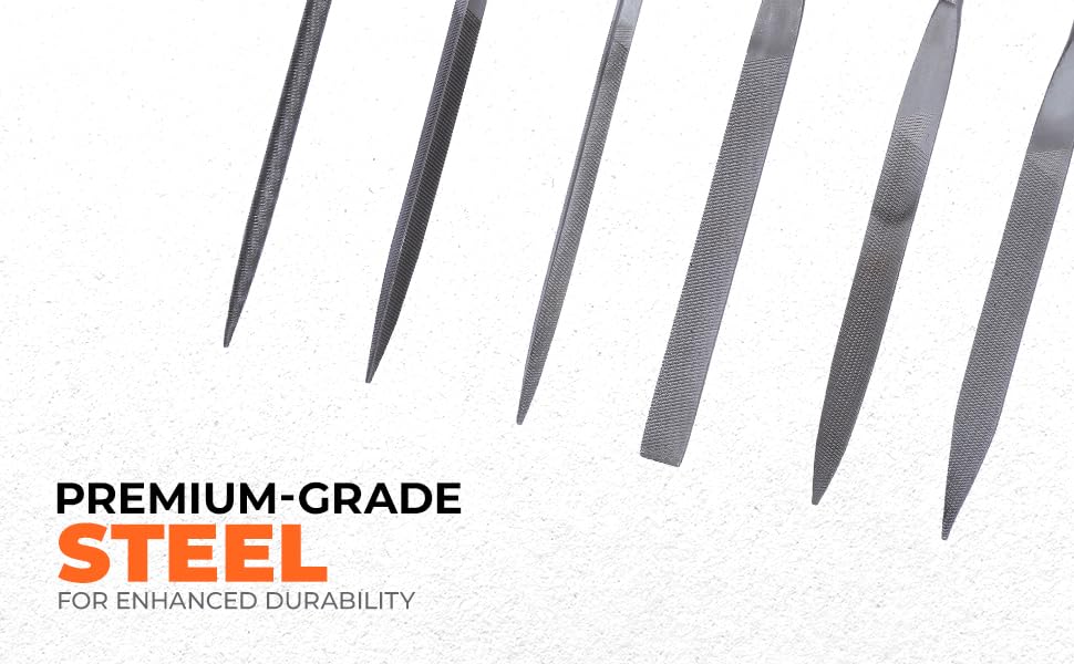 BLACK+DECKER BDHT22148 174mm 6-Piece Steel Needle File Set for Cutting & Smootheing Out Surfaces Ideal for Wood, Metal, Plastic for Home & DIY Use, ORANGE & BLACK – view 3
