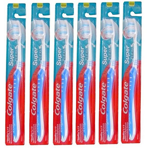 White and blue Colgate Super Flexi soft toothbrush blister multipack