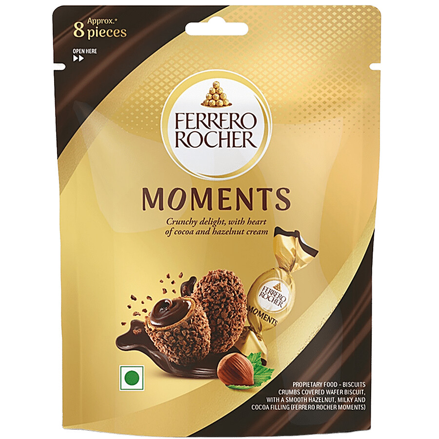 Ferrero Rocher Moments milk chocolates with hazelnut center, 8 pieces