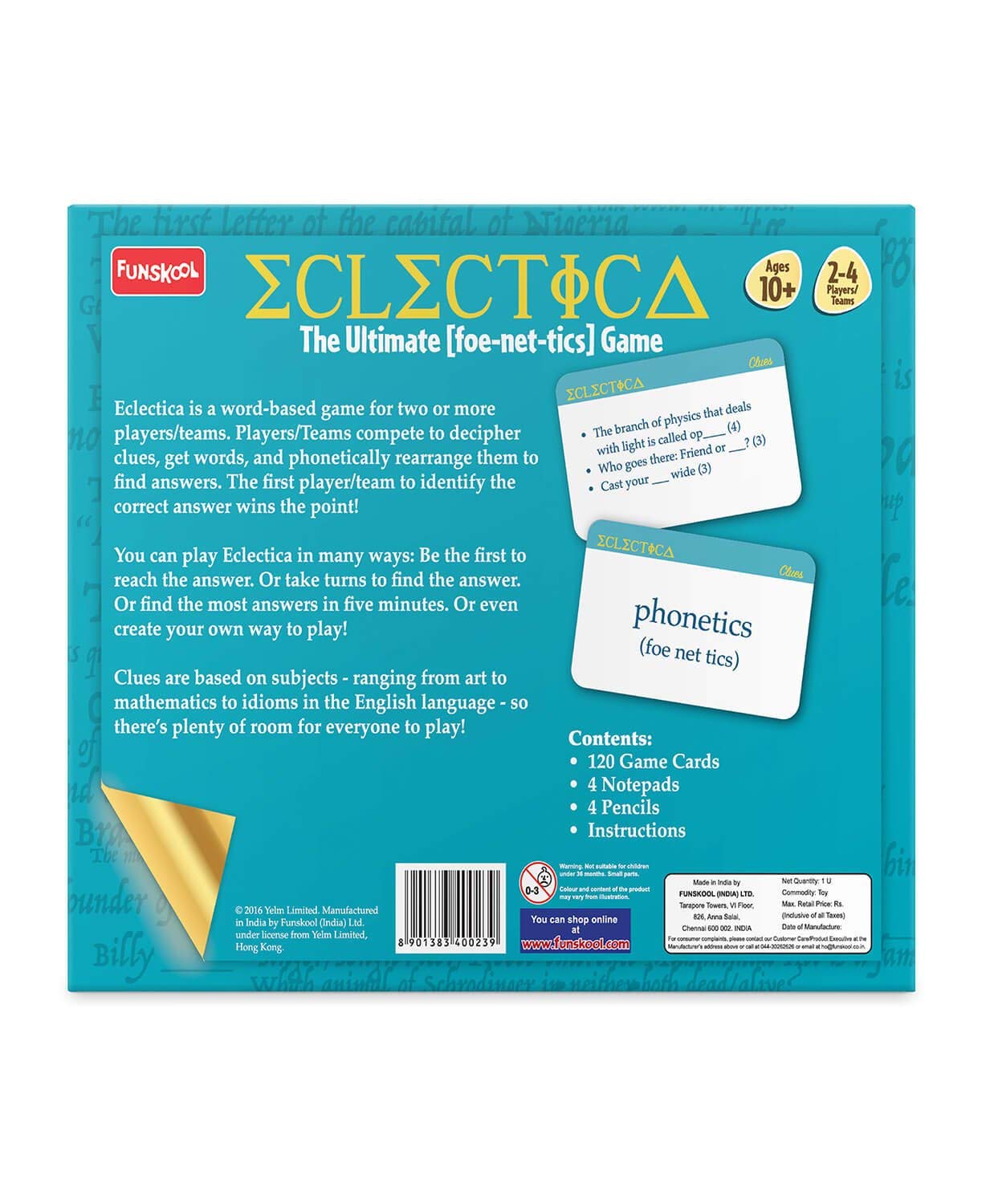 Funskool Games - Eclectica, The Ultimate foe-net-Ticks Game, Educational & Word Based Game for Kids and Family, 2-4 Players, 10 and Above – view 5
