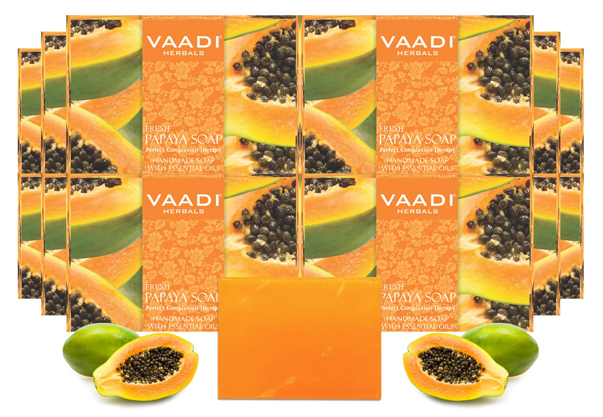Boxed pack of Vaadi Herbals fresh papaya soap bars
