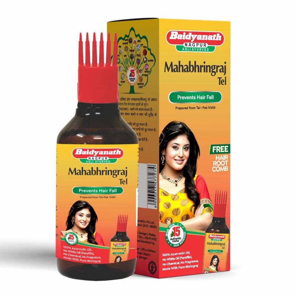 Front view of Baidyanath Mahabhringraj hair oil 200 ml