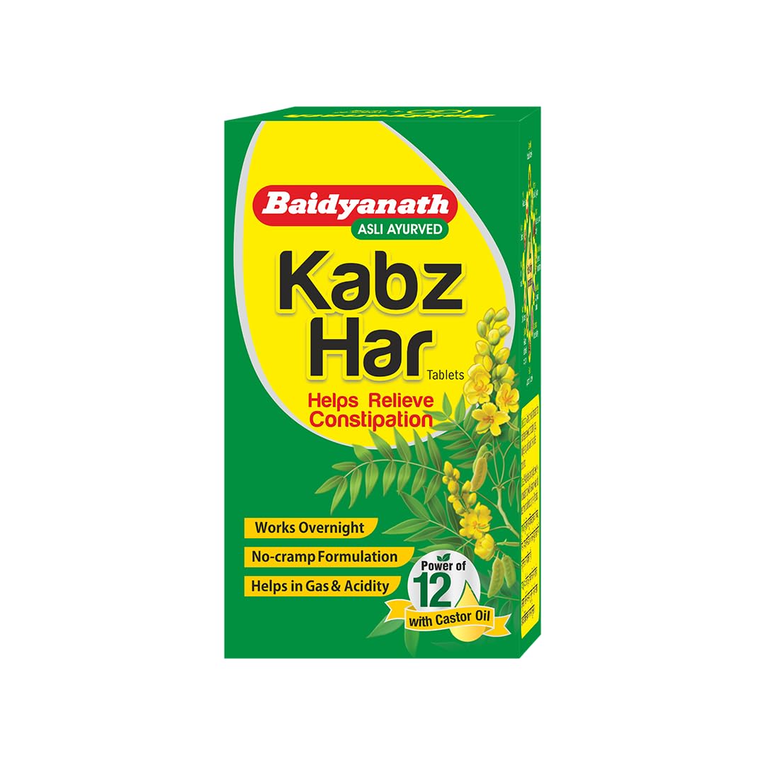 Baidyanath Kabzhar tablet bottle for constipation and acidity relief