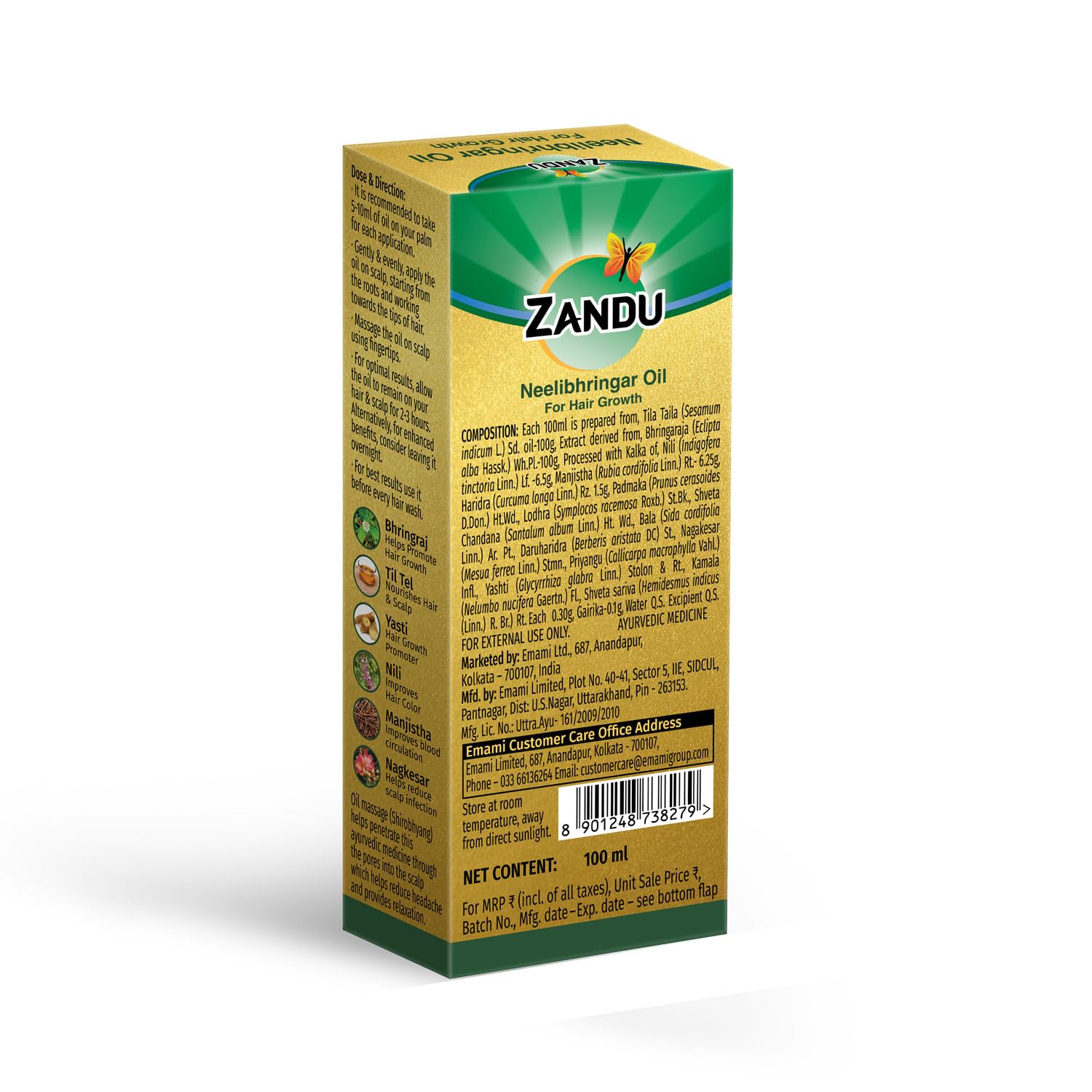 Zandu Neelibhringar Oil (100ml): 100% Ayurvedic Hair Growth Oil – view 2