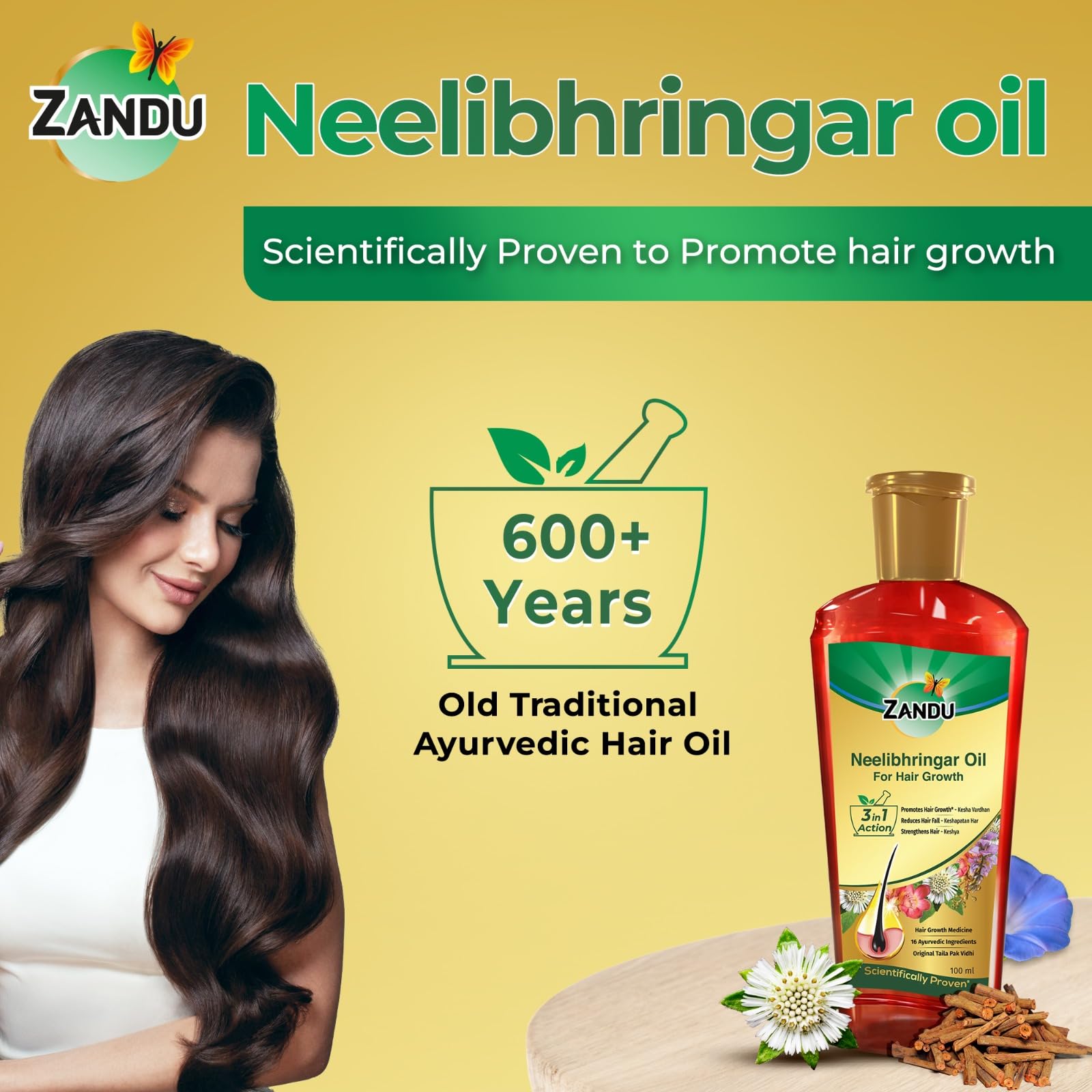Zandu Neelibhringar Oil (100ml): 100% Ayurvedic Hair Growth Oil – view 4