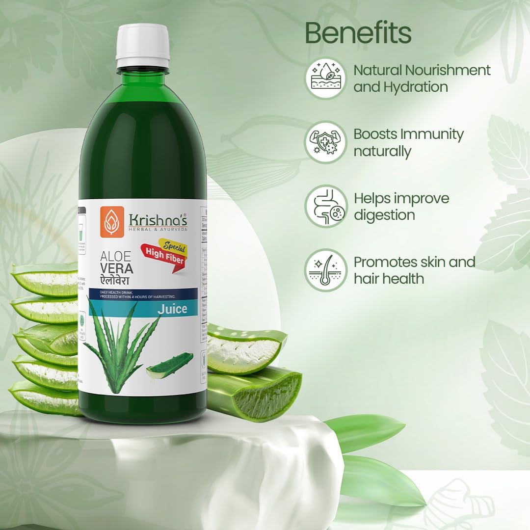 KRISHNA'S HERBAL & AYURVEDA Premium Aloe Vera High Fiber Juice-1000 Ml – view 3