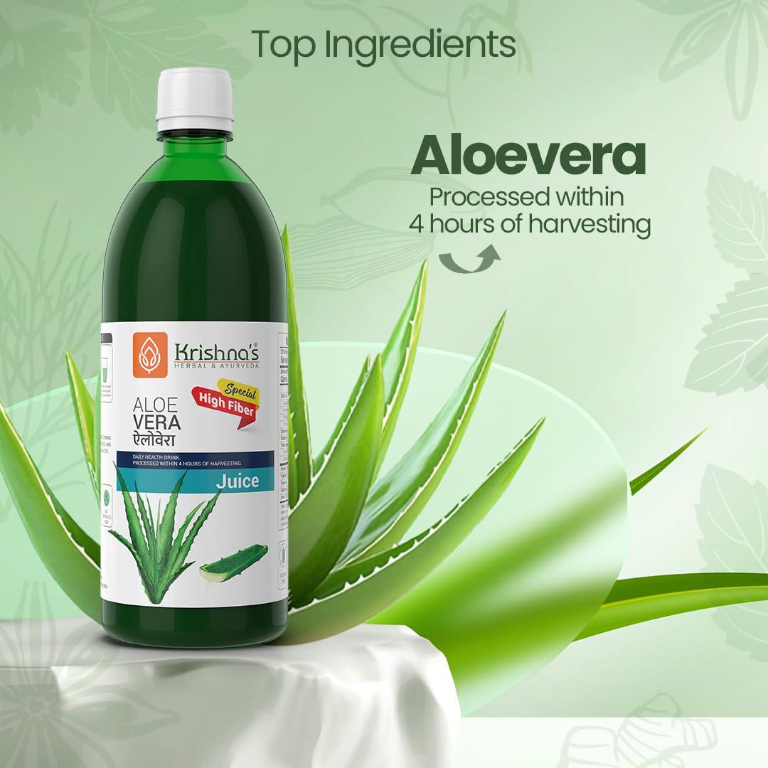 KRISHNA'S HERBAL & AYURVEDA Premium Aloe Vera High Fiber Juice-1000 Ml – view 4