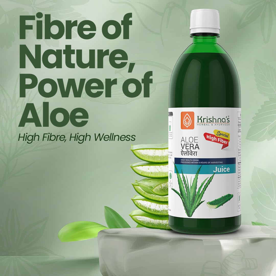 KRISHNA'S HERBAL & AYURVEDA Premium Aloe Vera High Fiber Juice-1000 Ml – view 8