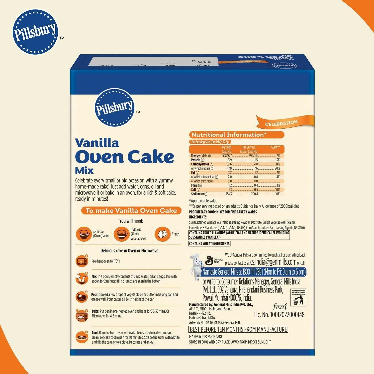 Pillsbury Oven Cake Mix, Vanilla, (Pack Of 4 - 225 Gm Each) – view 3
