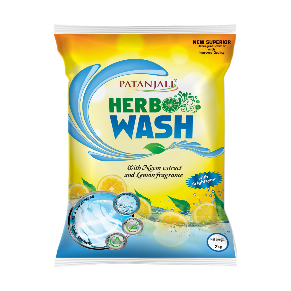 Patanjali Herbo Wash 2 kg detergent powder package