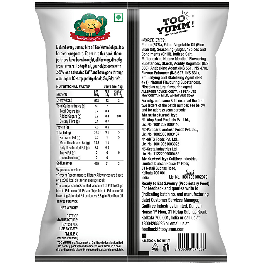 Too Yumm! Bhoot Potato Chips - Bhut Jolokia Chillies Flavour, Created With Naagin Hot Sauce 45 g – view 2