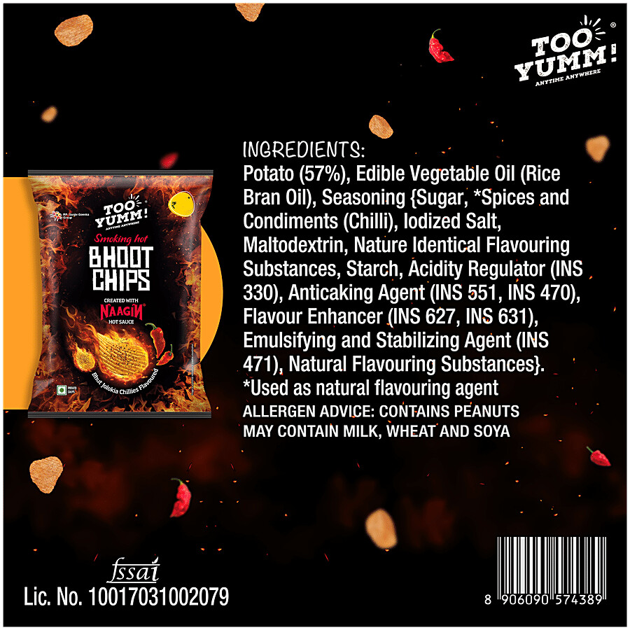Too Yumm! Bhoot Potato Chips - Bhut Jolokia Chillies Flavour, Created With Naagin Hot Sauce 45 g – view 3