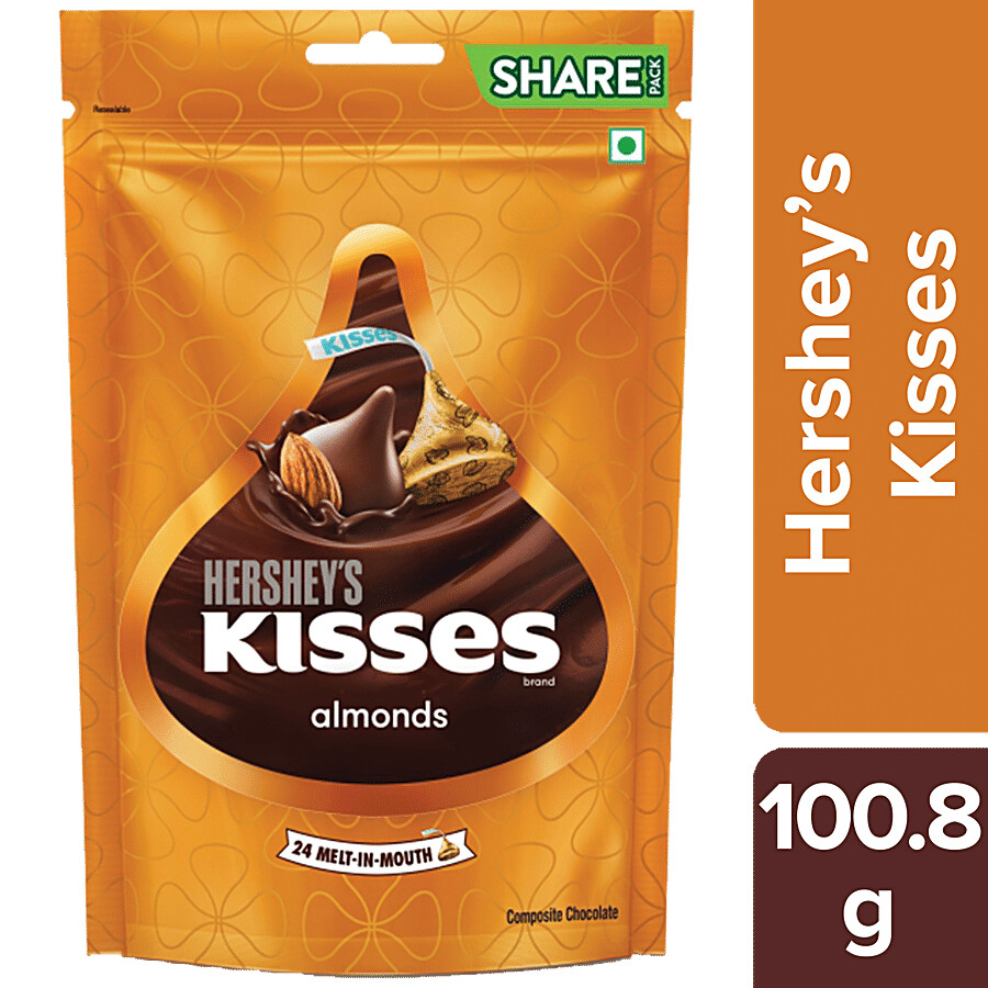 Pouch of Hershey's Kisses Almonds bite-sized milk chocolates