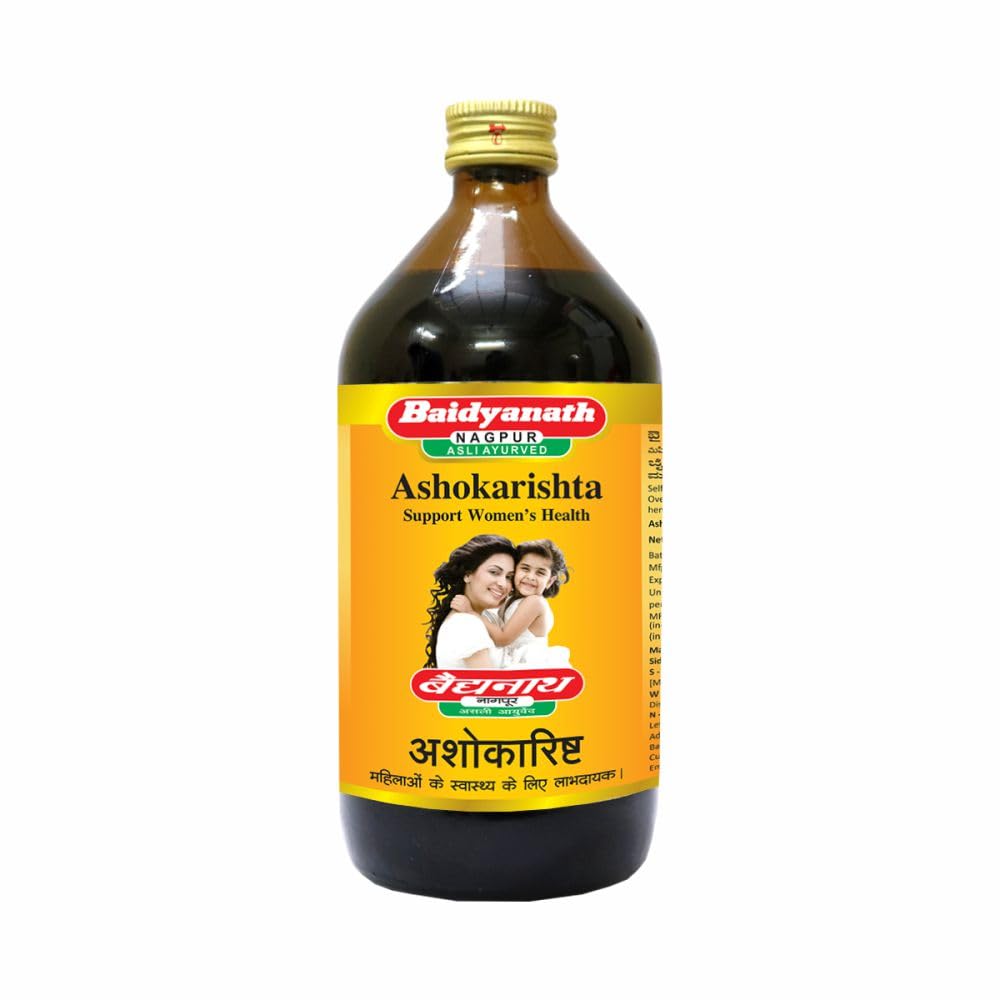 Baidyanath Ashokarishta Ayurvedic syrup bottle for women's wellness