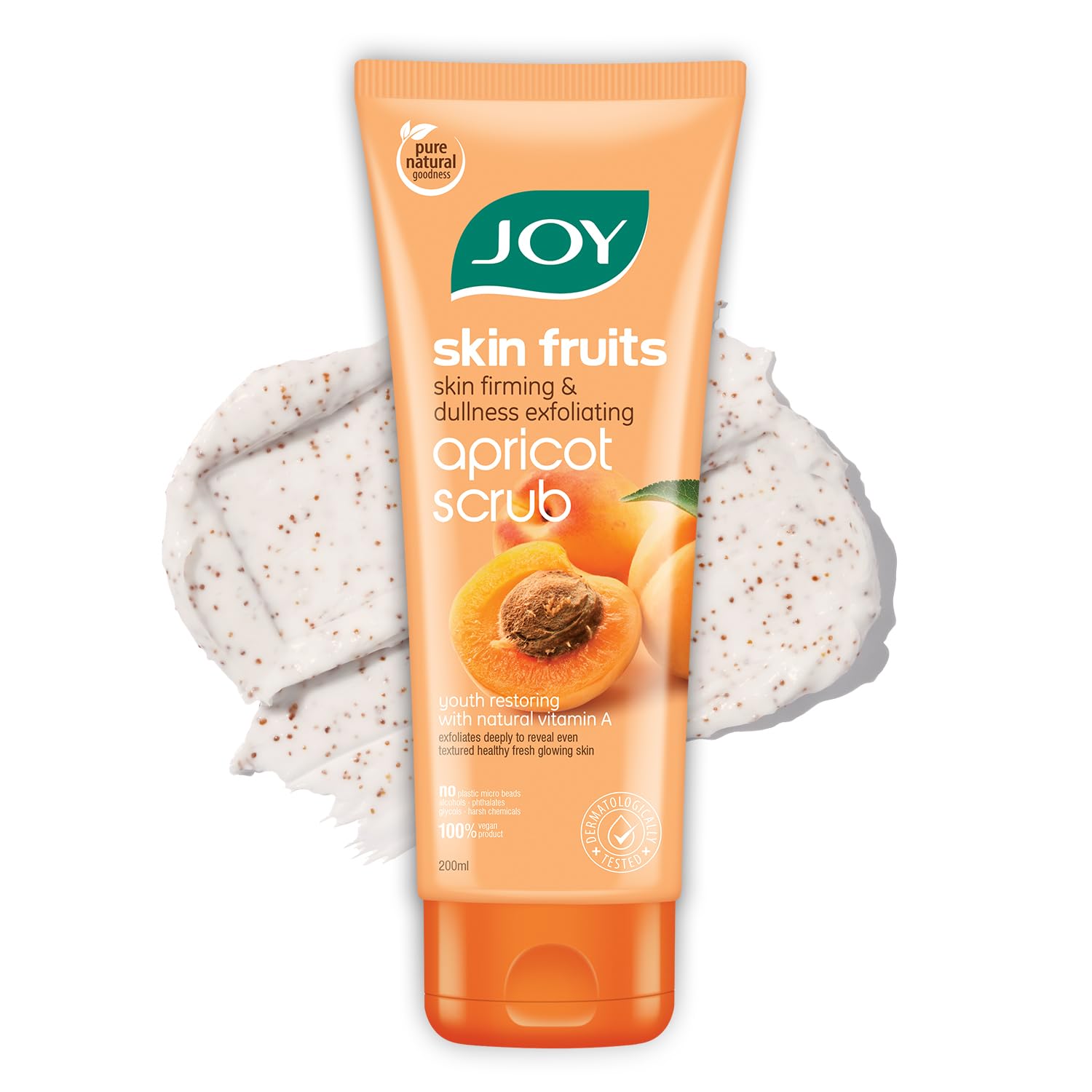 Joy Apricot & Walnut exfoliating face and body scrub tube