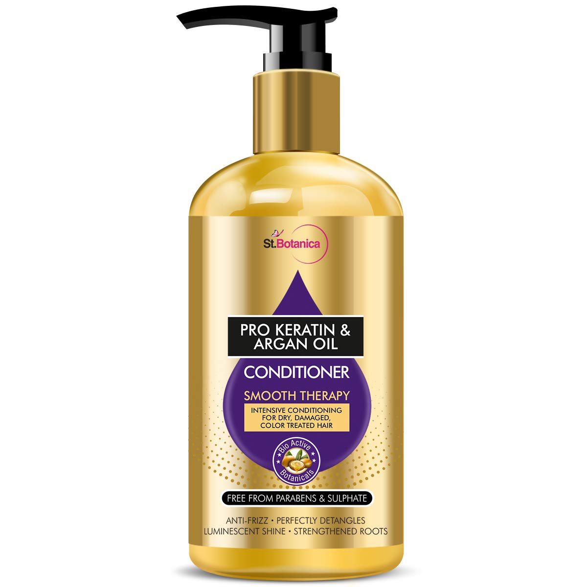 St.Botanica smoothening conditioner with keratin and argan oil bottle