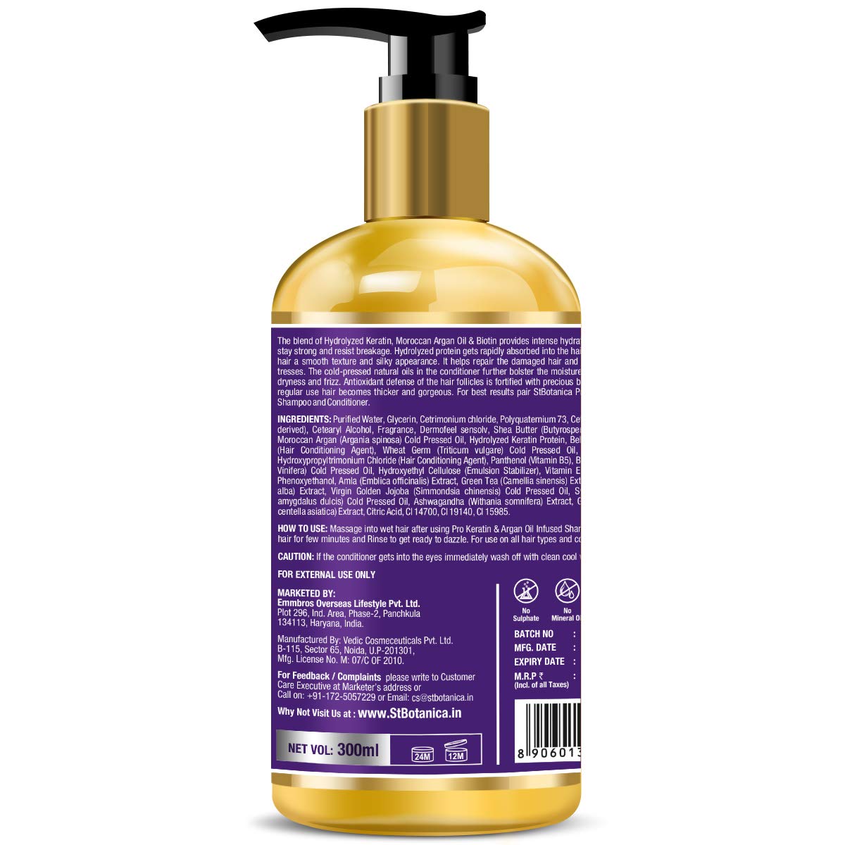 St.Botanica Pro Keratin and Argan Oil Smooth Therapy Conditioner 300 ml with Pro Keratin & Argan Oil For Smooth & Frizz Free Hair – view 2