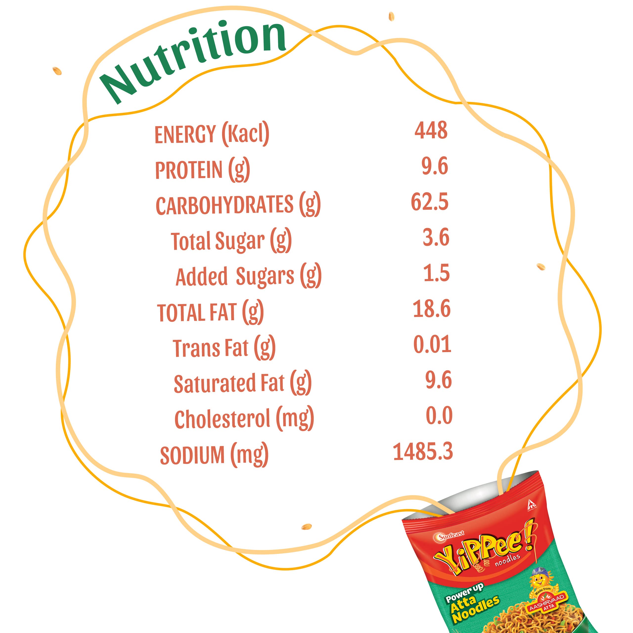 Sunfeast Yippee! Power Up Atta Noodles, Instant Noodles, No Artificial Flavours(Pack Of 4), 280 grams – view 7