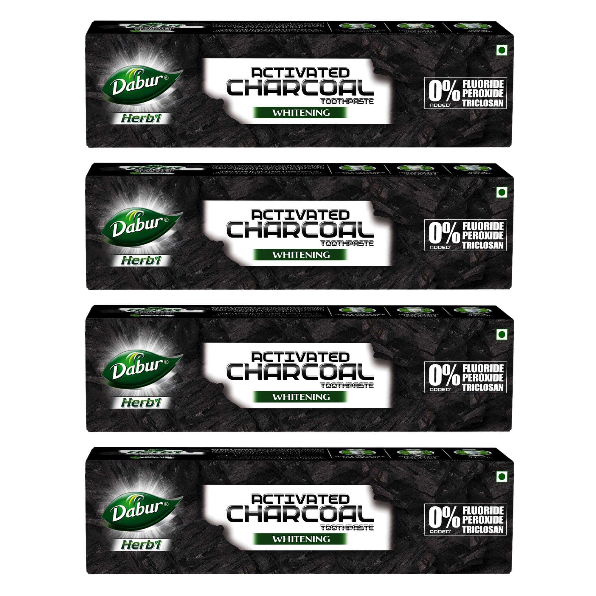 Dabur Herb'L activated charcoal black gel toothpaste tubes with mint