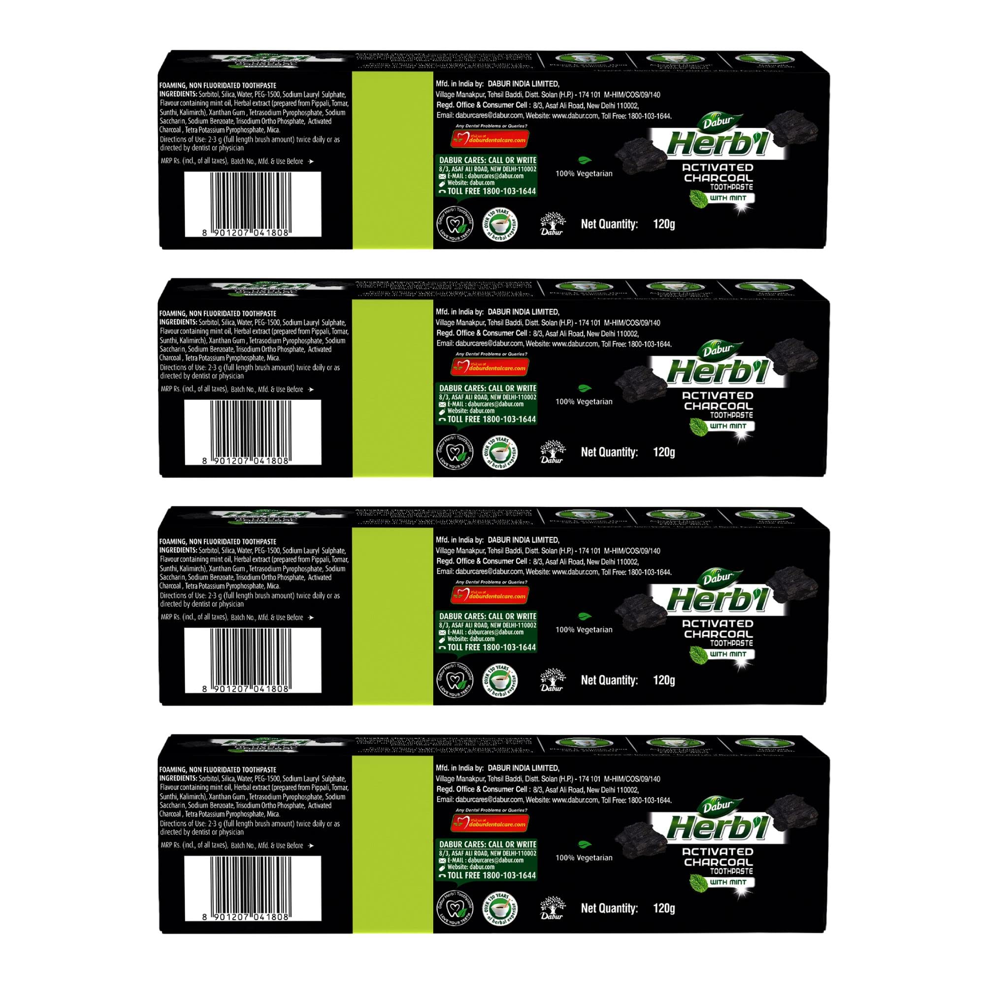 DABUR Herb'L Activated Charcoal Toothpaste-480G (120G X 4,Pack Of 4) – view 6