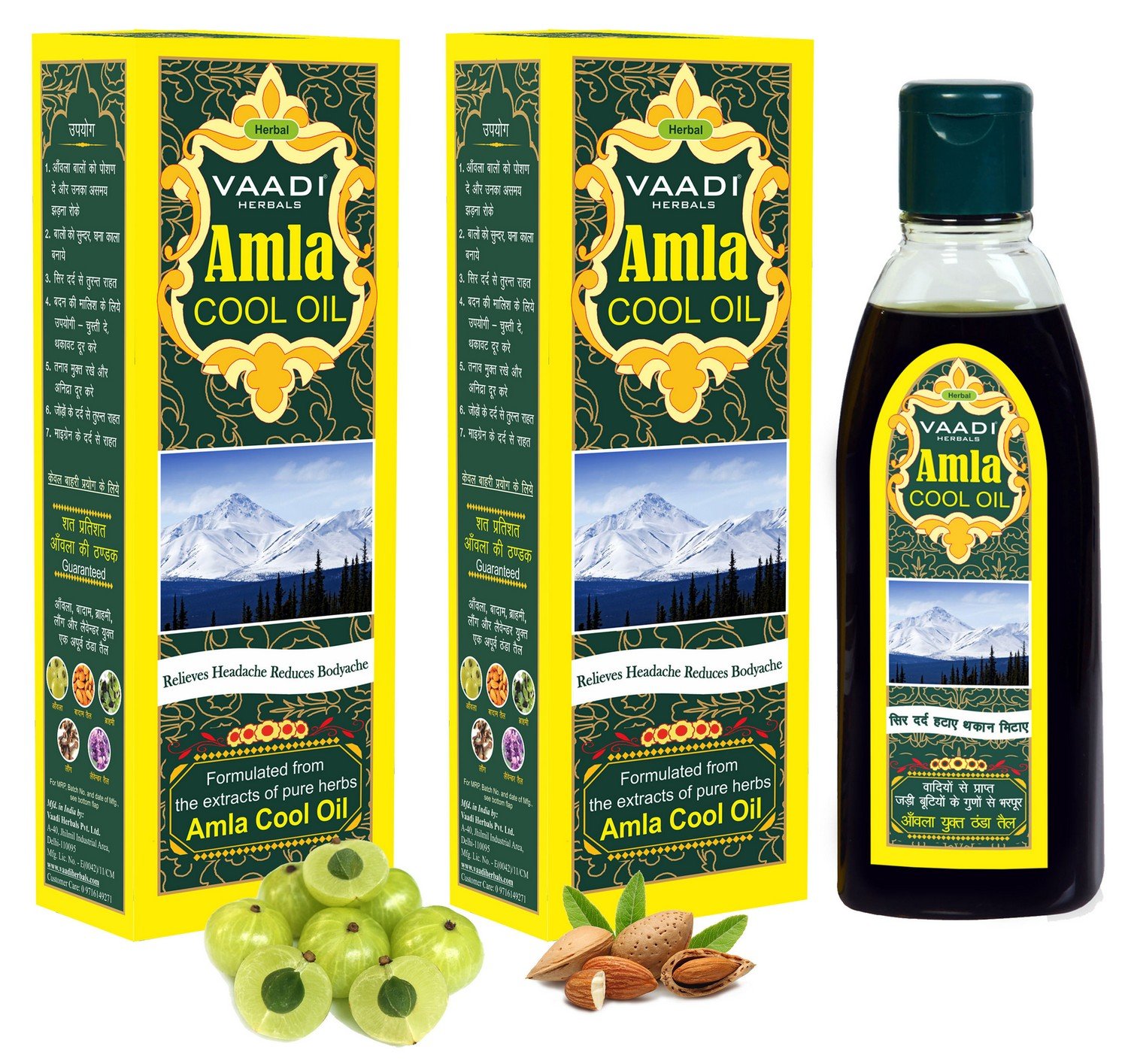 Vaadi Herbals Value Pack of Amla Cool Oil with Brahmi and Amla Extract, 200ml x 2 – view 2