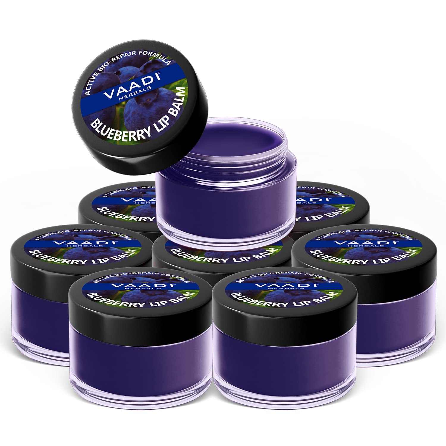 Blueberry lip balm pack by Vaadi Herbals in balm form