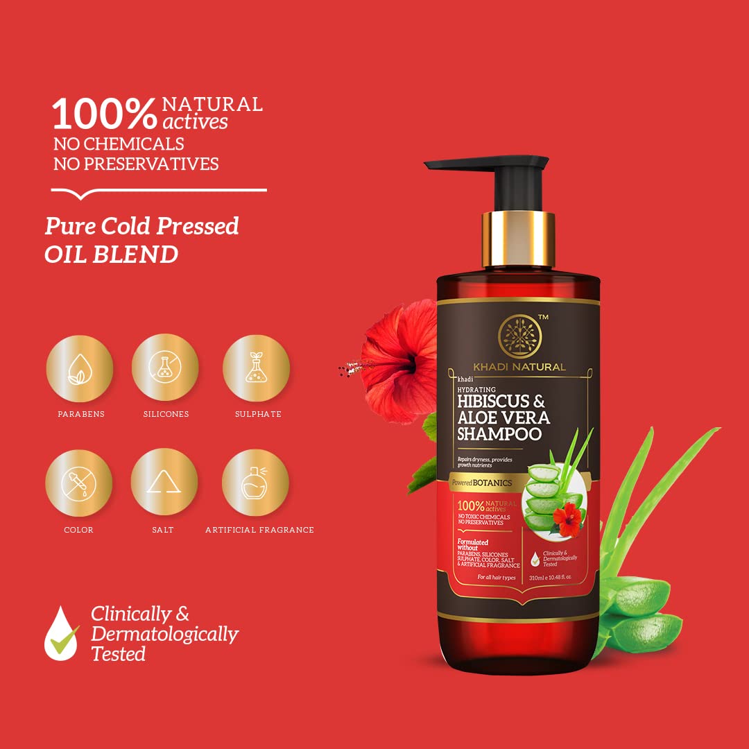 KHADI NATURAL HIBISCUS & ALOEVERA SHAMPOO WITH REETHA & AMLA SULPHATE PARABEN FREE - POWERED BOTANICS – view 3