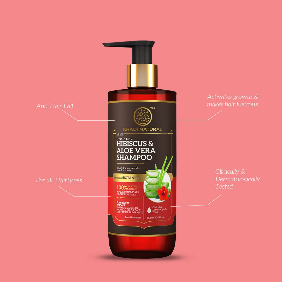 KHADI NATURAL HIBISCUS & ALOEVERA SHAMPOO WITH REETHA & AMLA SULPHATE PARABEN FREE - POWERED BOTANICS – view 4